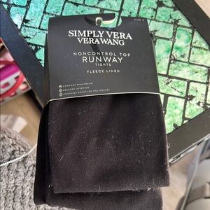 Simply Vera Vera Wang Black Fleece Lined Tights